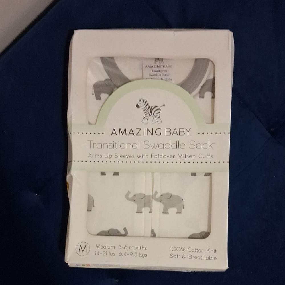 Amazing Baby Transitional Swaddle Sack - Gray Elephant Print